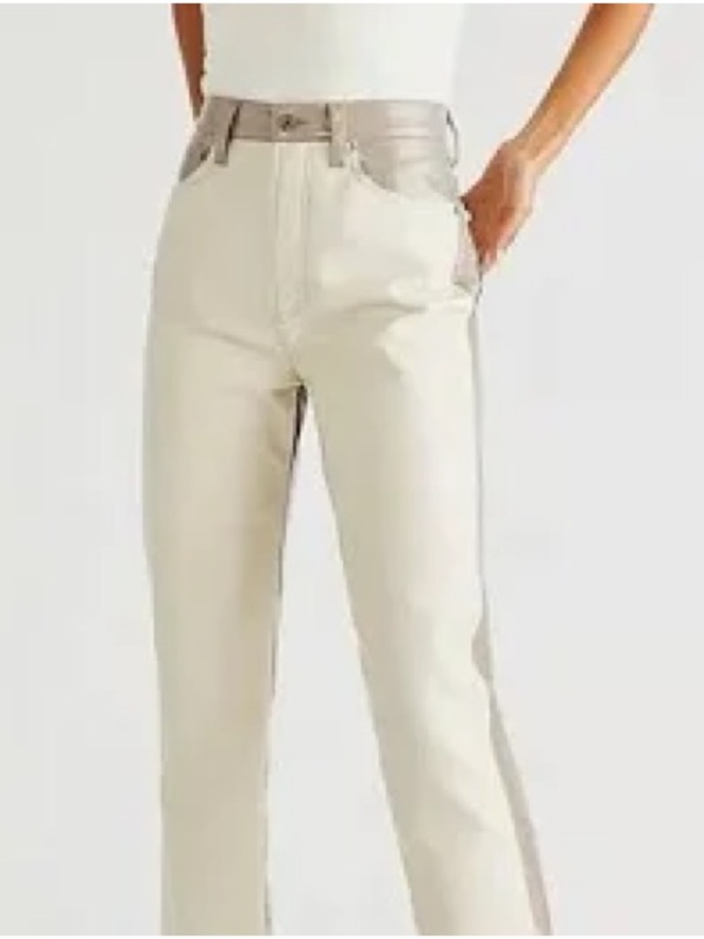 Agolde Leather High-Rise Ivory Straight Leg Jeans